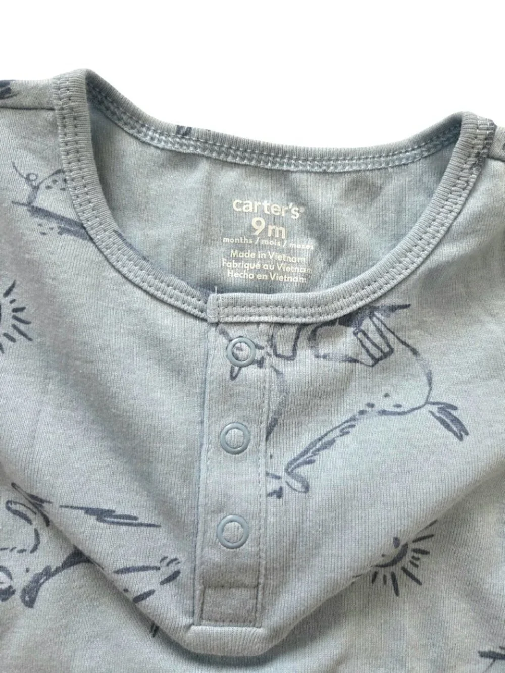 Carter’s Baby Bodysuit 9M Blue Woodland Animal Long Sleeve Cozy NWT